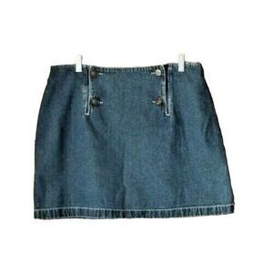 S C Surplus Junior's Size 15/16 Blue Denim Button Front Mini Skirt NWT